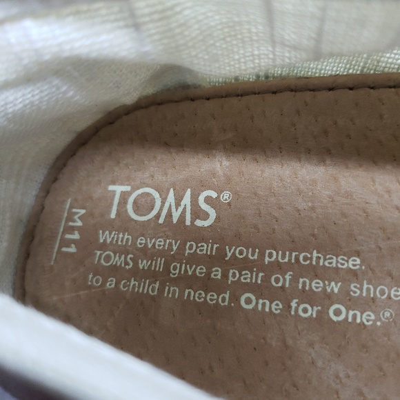 TOMS Men's Cream Canvas Slip On Shoes White - Picture 4 of 4